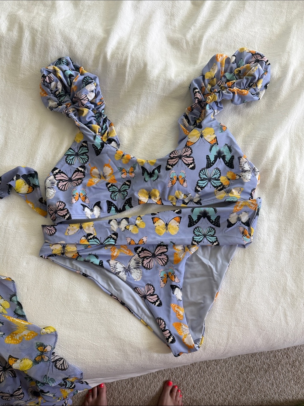 Buddy Love Lavender Butterfly Ruffle Swim Set